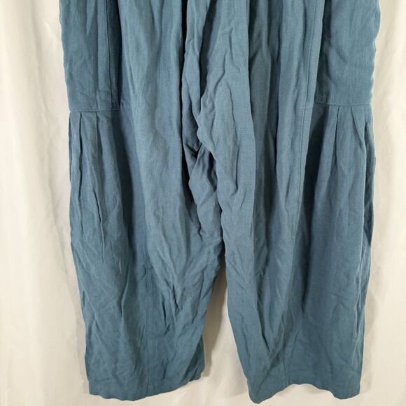 Tarse Pants Women's Medium Green Pull On Drawstring Cargo Pockets Linen - Picture 12 of 12